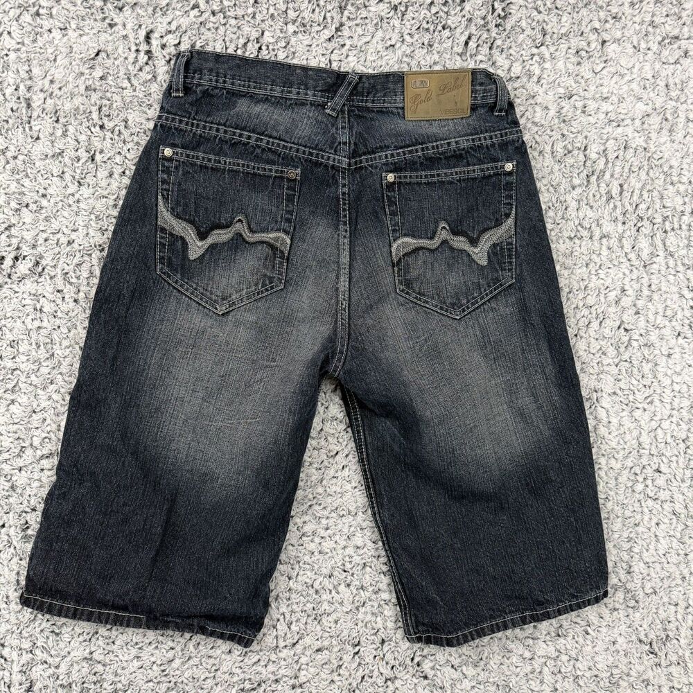 Red BBQ Embroidered Eagle Wings Graphic Jorts Y2K Grunge JNCO Style Baggy Sz 32